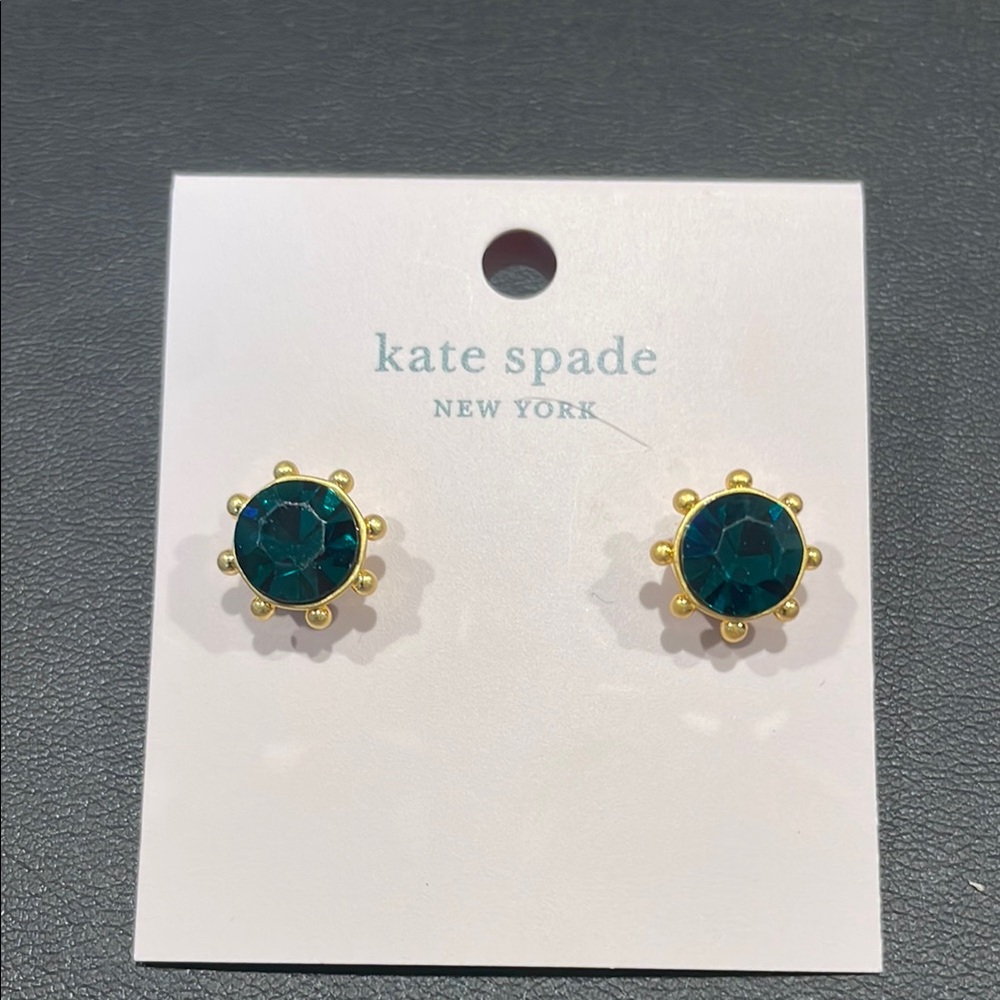 Kate Spade Green and Gold Sunburst Earrings